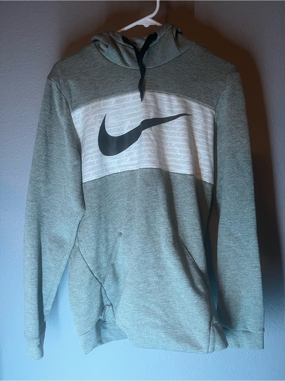Nike Heather Gray Pullover Hoodie with Black Swoosh